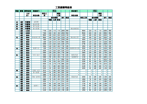 工资等级表(含多岗位)