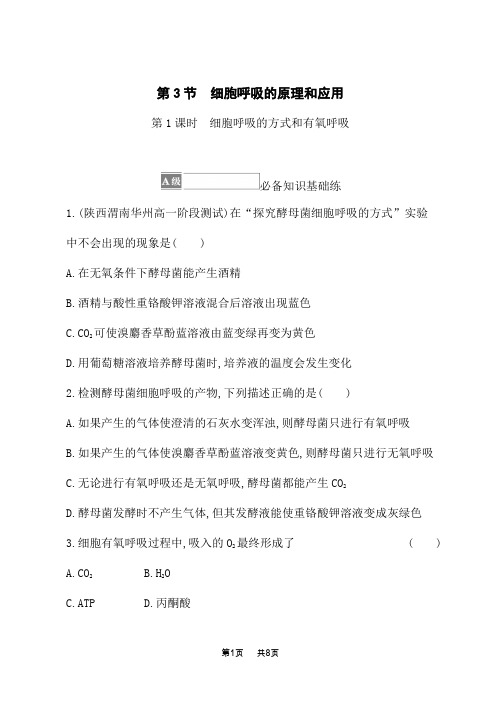 人教版高中生物学必修1课后习题 第5章 细胞的能量供应和利用第3节第1课时 细胞呼吸的方式和有氧呼吸