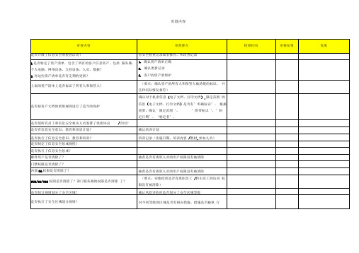 信息安全内审checklist