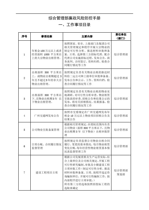 综管部廉政风险防控手册