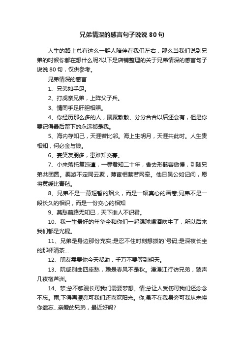 兄弟情深的感言句子说说80句