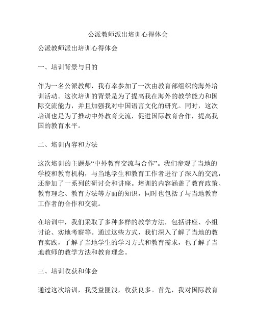 公派教师派出培训心得体会