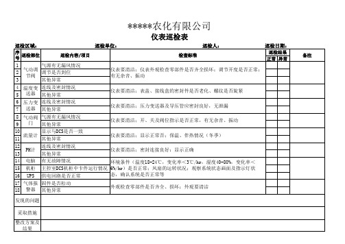 化工仪表工巡检表