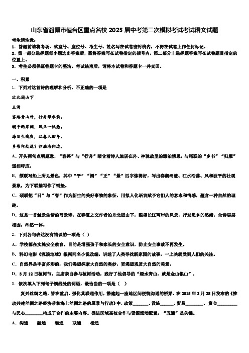 山东省淄博市桓台区重点名校2025届中考第二次模拟考试考试语文试题含解析