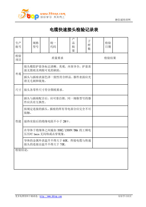 电缆快速接头检验记录表