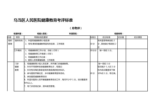 健康教育考核标准