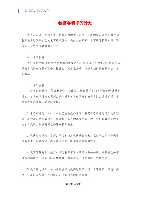 教师寒假学习计划