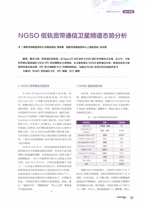 NGSO低轨宽带通信卫星频谱态势分析