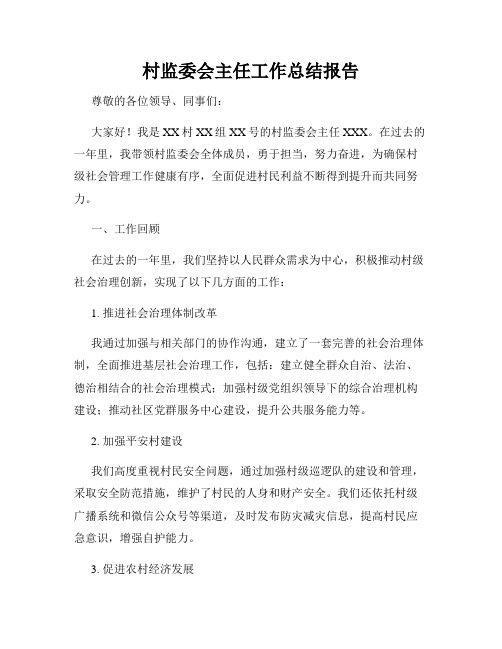 村监委会主任工作总结报告