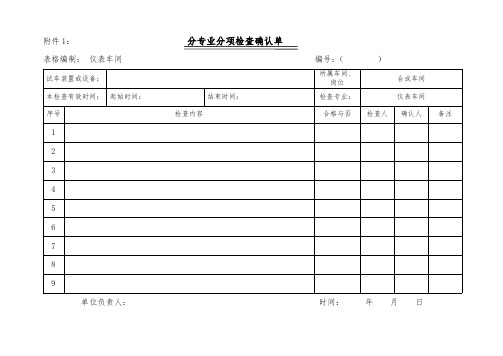 XX公司岗位试开车检查确认表及试车申请规范(DGY)