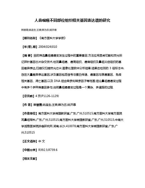 人鼻咽癌不同部位组织相关基因表达谱的研究