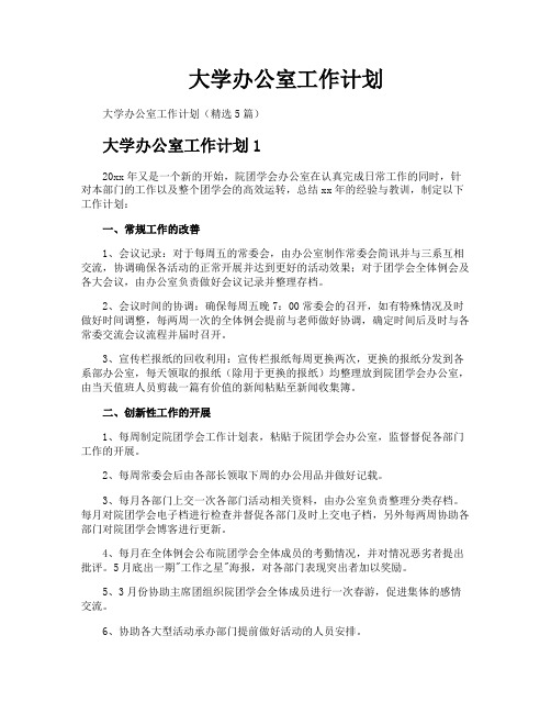 大学办公室工作计划