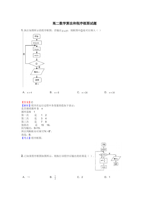 高二数学算法和程序框图试题
