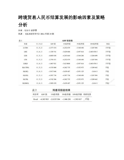 跨境贸易人民币结算发展的影响因素及策略分析