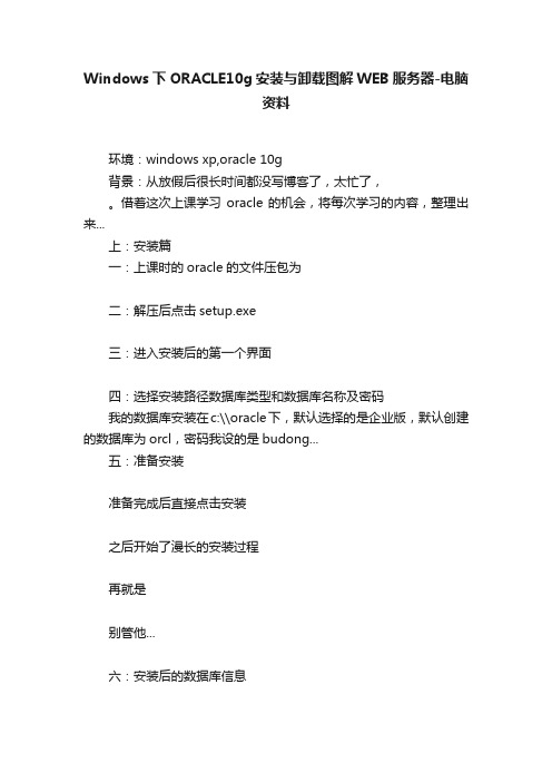 Windows下ORACLE10g安装与卸载图解WEB服务器-电脑资料