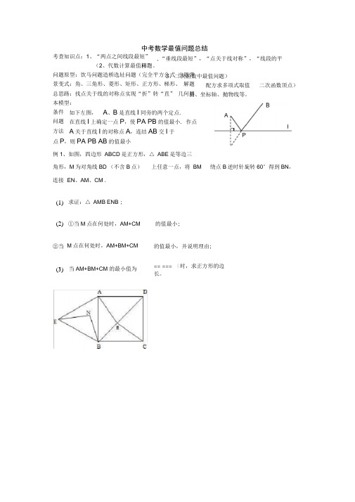 初中数学最值问题典型例题(含答案分析)