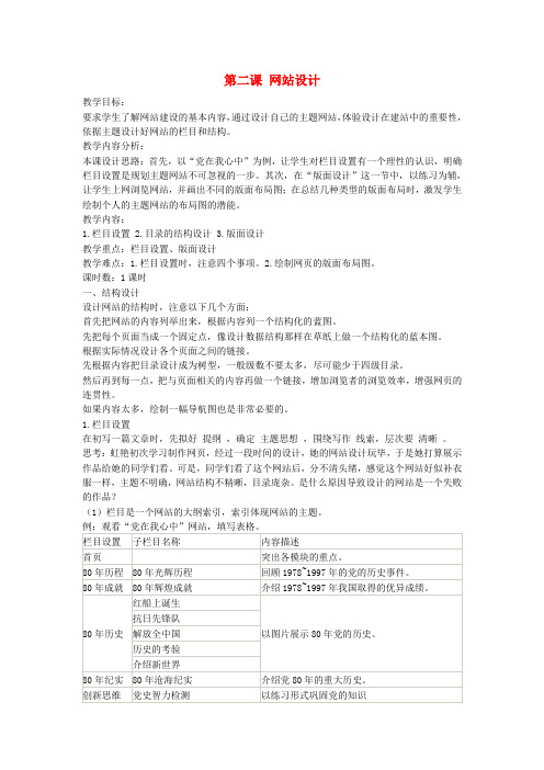 高中信息技术《网络技术应用》第四章第二课网站设计教案