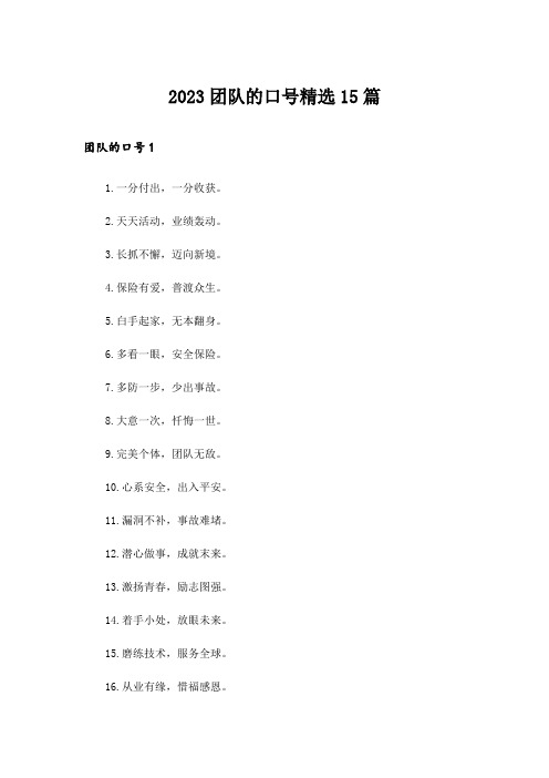 2023团队的口号精选15篇