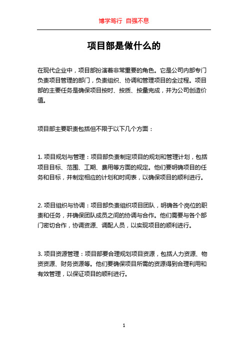 项目部是做什么的