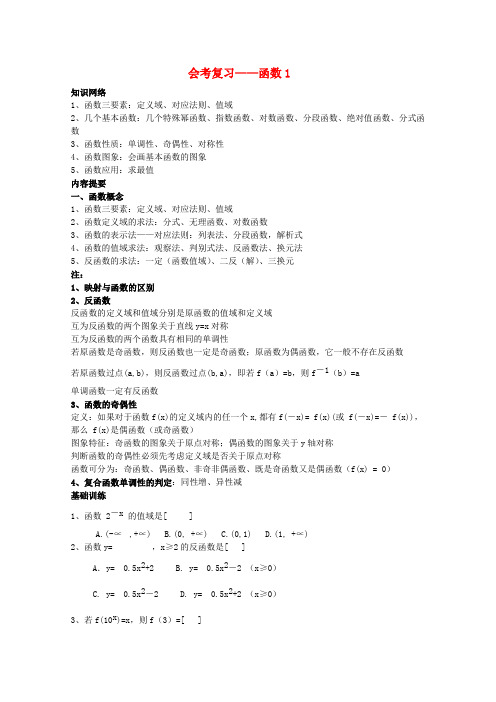 高中数学 会考复习 函数1教案