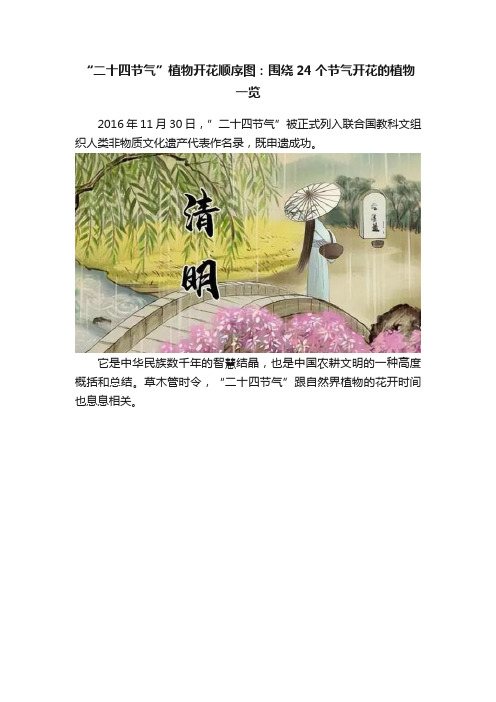 “二十四节气”植物开花顺序图：围绕24个节气开花的植物一览