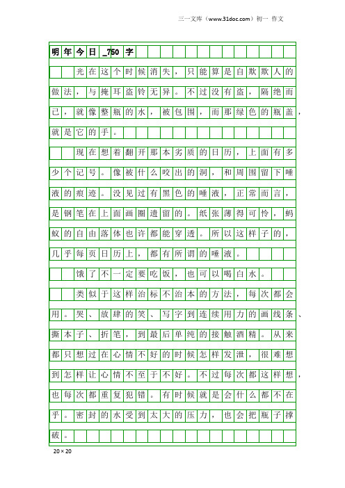 初一作文：明年今日_750字