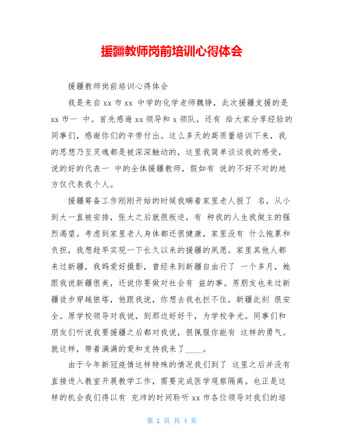 援疆教师岗前培训心得体会