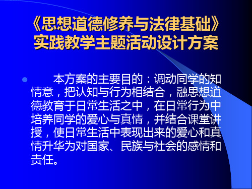 思想道德修养实践教学主题活动设计方案