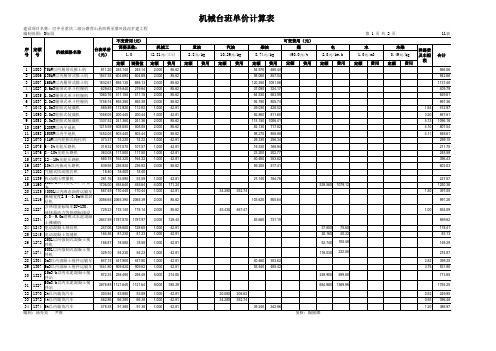 【11表】机械台班单价计算表