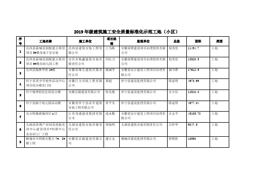 2019年级建筑施工安全质量标准化示范工地(小区)