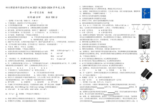 2023-2024学年四川省乐山市博睿特外国语学校九年级(上)月考物理试卷