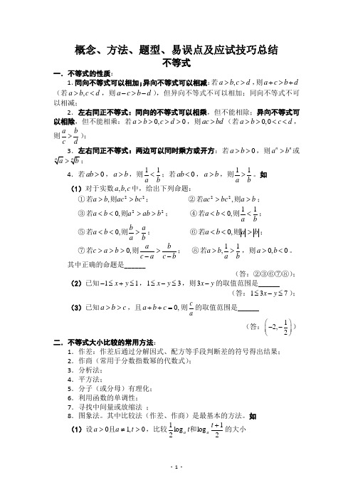 高中数学不等式典型例题解析