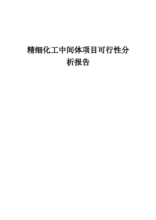 精细化工中间体项目可行性分析报告