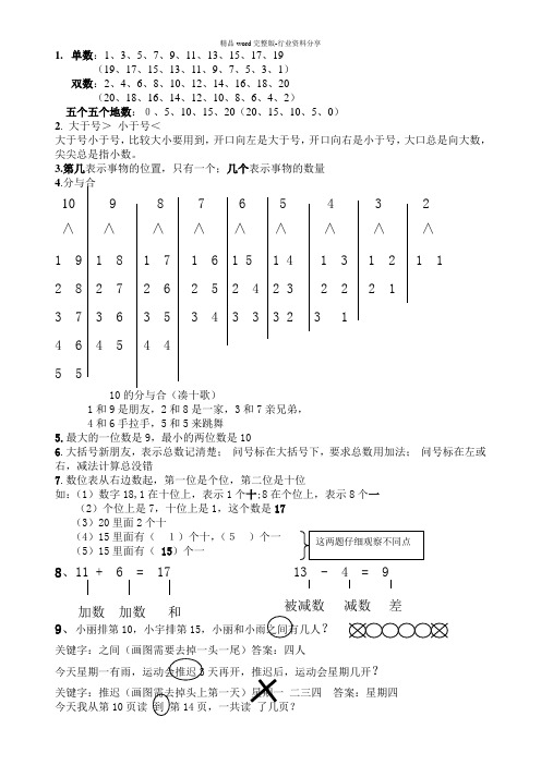 一年级上册数学早读