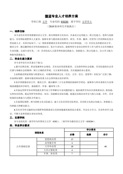 中国海洋大学德语专业人才培养方案