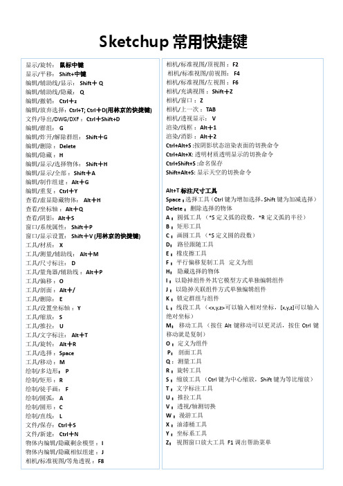 (完整版)Sketchup常用快捷键(必备)