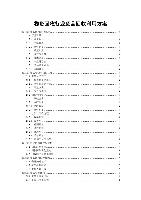 物资回收行业废品回收利用方案