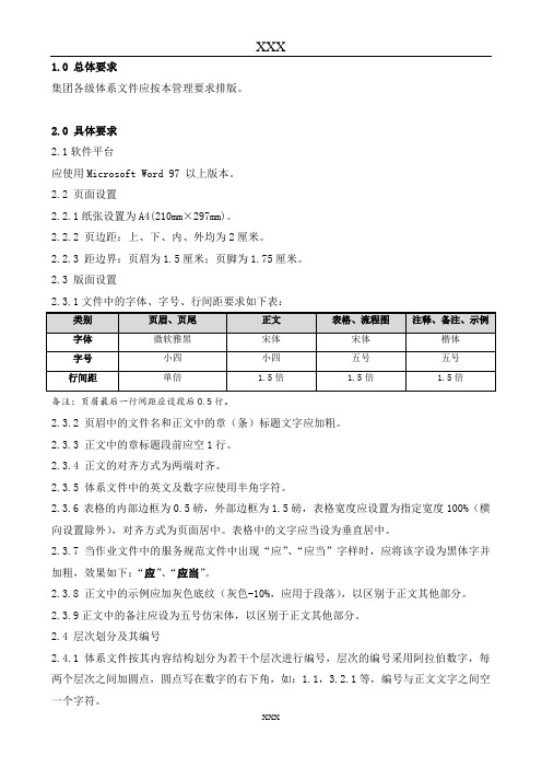 5.7体系文件排版管理要求(C1)