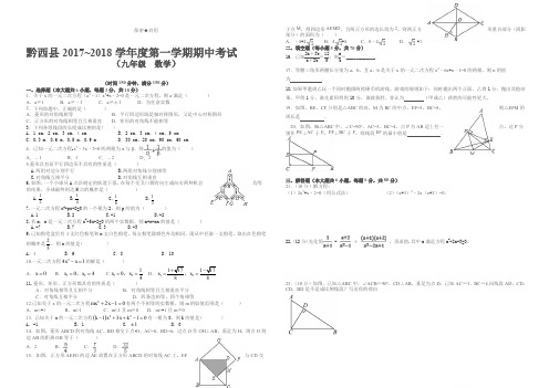 【精选】(精)贵州省黔西县2017-2018学年九年级上数学期中试题(有答案)