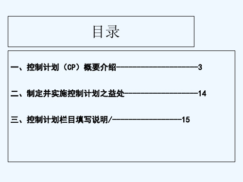 控制计划培训教材 PPT