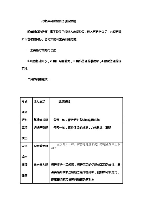 高考冲刺阶段英语训练策略