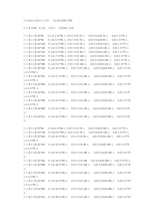 LED显示屏价格计算表