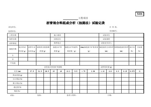 S416沥青混合料组成分析(抽提法)试验记录