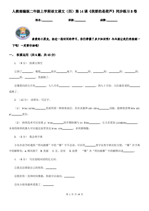 人教部编版二年级上学期语文课文(四)第14课《我要的是葫芦》同步练习B卷