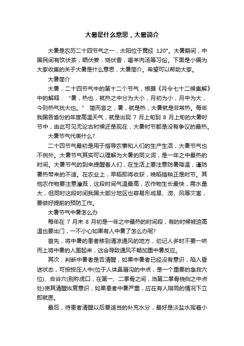 大暑是什么意思，大暑简介