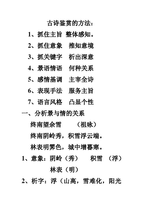 古诗鉴赏的方法