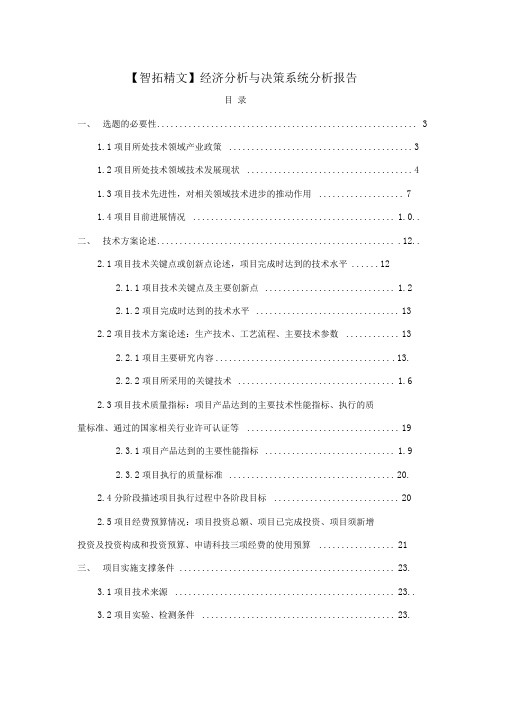 经济分析与决策系统分析报告