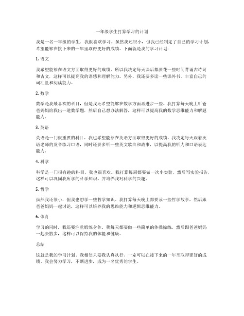 一年级学生打算学习的计划