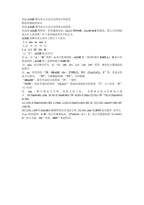 美标ASME钢号表示方法以及所表示的意思