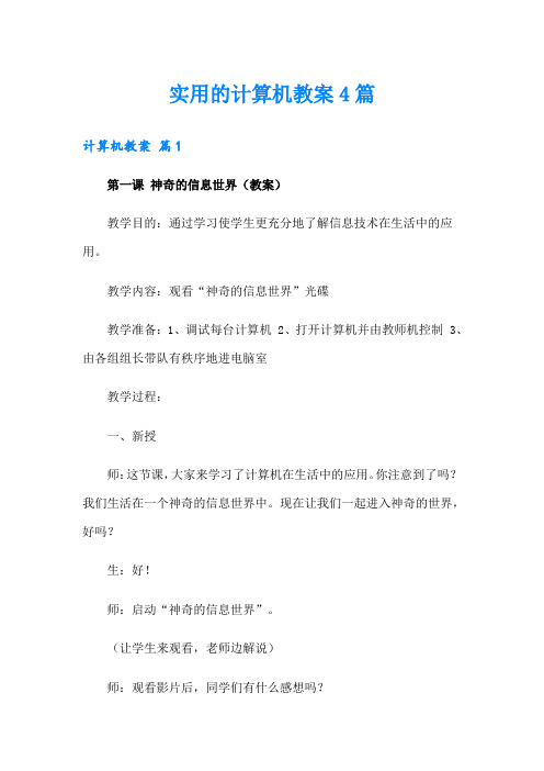 实用的计算机教案4篇